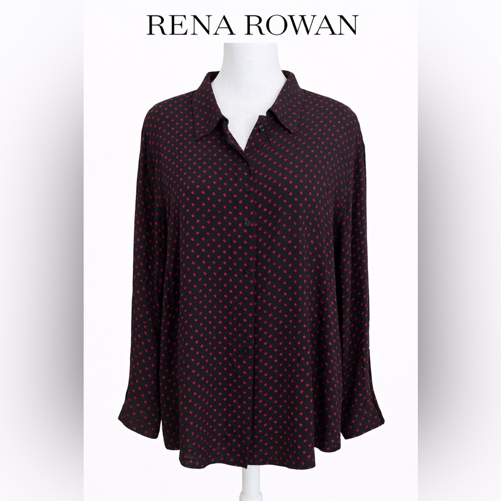 Rena Rowan Black and Red Button Down Shirt
